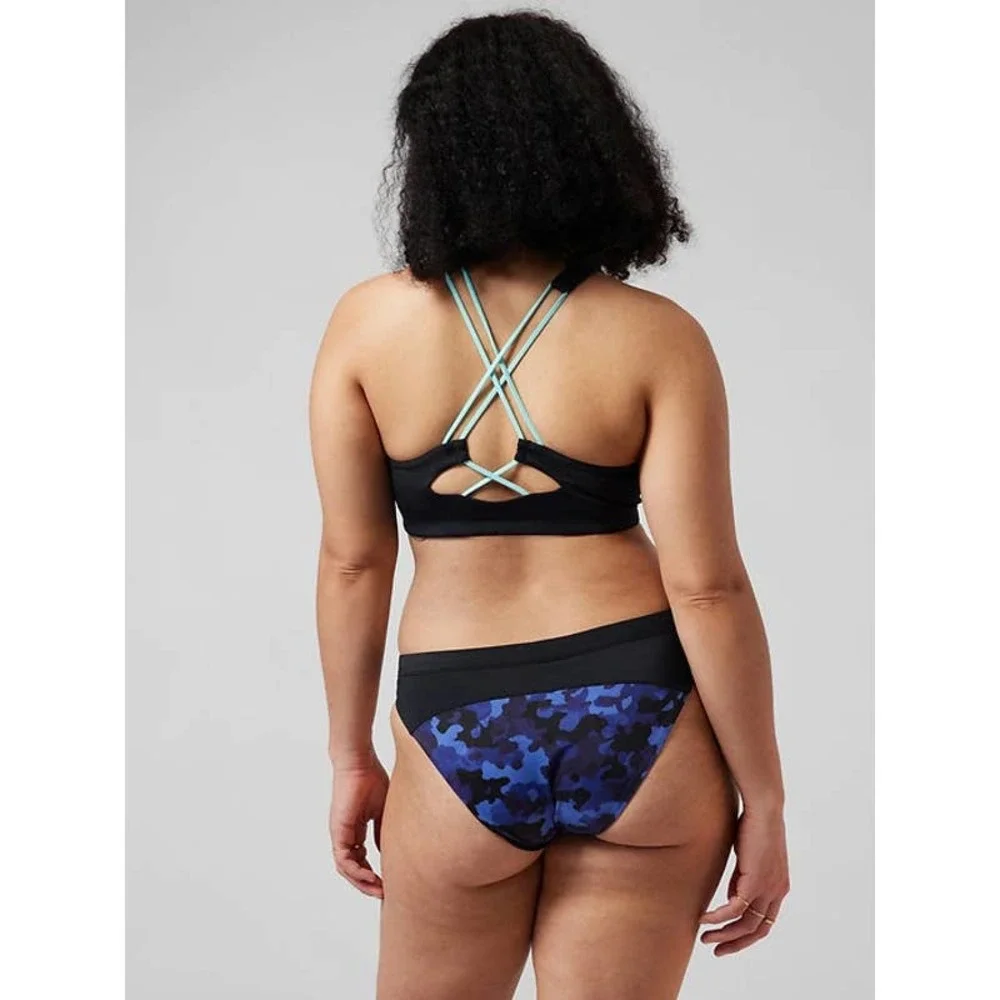 Athleta Freestyle Camo High Neck Bikini Top size L Blue